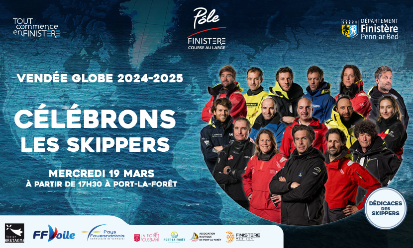 Affiche présentant la fête en l'honneur des skippers de POrt-La-Forêt ayant participé au Vendée Globe 2025